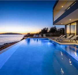 3 x 5 bedroom seafront villa with heated infinity pool near Rogoznica, sleeps 10
